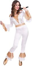 LADIES 1970S DISCO QUEEN COSTUME DISCO FANCY DRESS WOMENS OUTFIT SWEDISH POP 