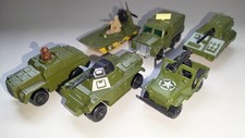 6 x Matchbox Superfast/Rolamatics Army Vehicles Mint SP Gun Badger Jeep AT Gun