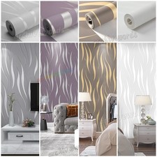 3D Wave Stripe Wallpaper for Livingroom Bedroom Embossed Thick WallPaper 1-6Roll