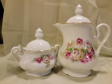 Vintage Leander 1946 RGK China De Boheme Porcelain Pink Rose Sugar Creamer EUC