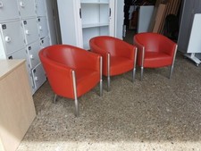 Leather & Polished Aluminium Tub Chair – Office Reception Lounge Armchair