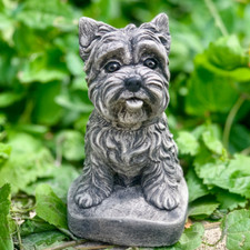 Concrete york statue Yorkshire terrier figure Westie dog sculpture Sitting dog 