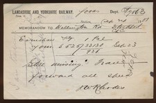 Original Railway Paperwork Item Lancashire & Yorkshire Railway,  (Lot  2)