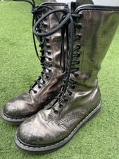 Dr Martens 1B99 14 Eyelet Silver Calf Boots Shoes UK5 EU39