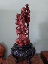 Carved Wooden Chinese Figure Of Shou Lao