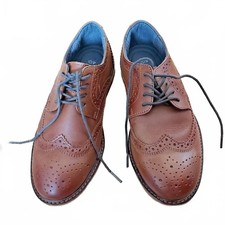 Next Brogues Boy's Size 4G Tan Brown Leather Ortholite Wide Fit Wedding Shoes