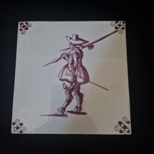 Delft tile purple plum - delft, sepia