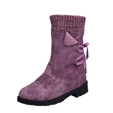 Womens Waterproof Winter Mid Calf Zip Block Heel Warm Snow Ladies Boots Size