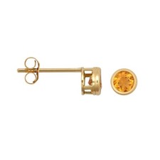 9ct Gold Citrine Stud Earrings - Natural Citrine Earrings - Solid 9ct Gold