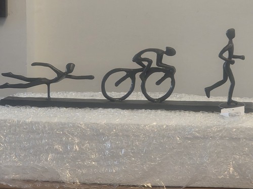 Metal triathlon sculpture - triathlon,