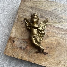 Gold Resin Cherub Angel Figurine – Decorative Wall Hanging Home Ornament