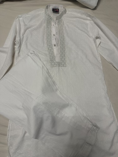 White boy kurta kameez - white,