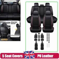 Black Car Full Set 5-Seat Covers Front & Rear Leather For SEAT Ibiza MK5 NK4 MK3