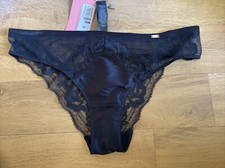 M&S Rosie for Autograph Silk & Lace Brazilian Knickers Size 14 Black Spots