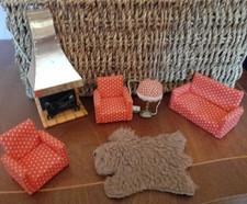 Vintage dolls house sitting room set