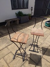 Cast Iron / Reclaimed Wood Bar Stool x 2