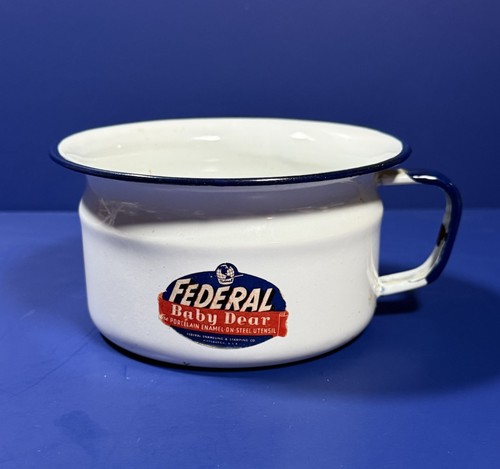 Vintage enamelware chamber - vintage,