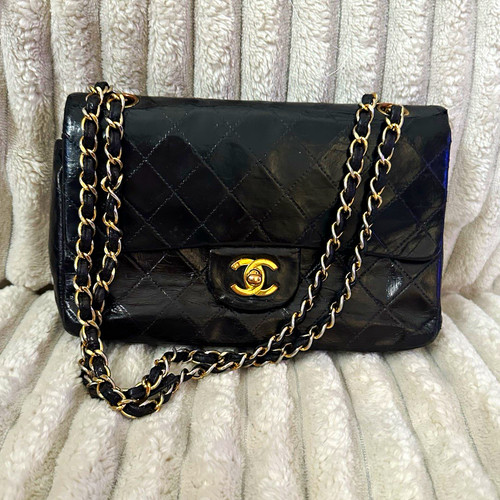 Chanel black quilted double - quilted,