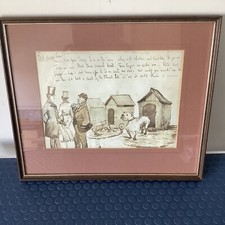 Victorian Bulldog Drawing Ink Writing Bill Login Dog Dealer Framed Unusual Rare