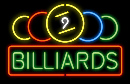Billiards nine balls neon - billiards, sign