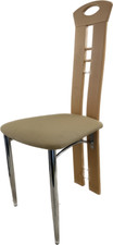 New Beech wood Dining Chair with Fabric Seat Cushion and Chrome Legs Ready Made