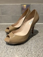 Ladies LK Bennett Idina Nude Patent Peep Toe Heels Size Eu 40 Uk 7