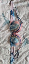 River Island Women's Bikini Top Size 8 Beautiful Floral Diamanté BNWOT