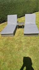Maze Two Sunlounger Set Grey With Side Table