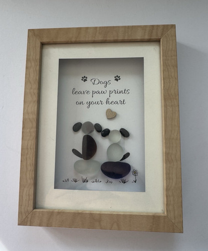 Sea glass art pebble frame - art,