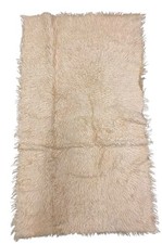 Vintage Flokti Natural Ivory Shaggy Wool Rug - High Thick Wool Grade 140x70cm