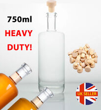 Round Bottles Glass Clear 750ml Whisky Gin Vodka Oil Cordials + Stoppers T Cork