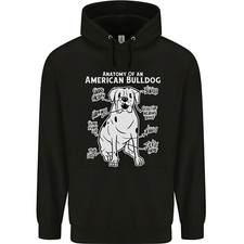 American Bulldog Anatomy Funny Dog Mens 80% Cotton Hoodie