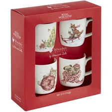 Wrendale Designs Christmas Mug Set of 4 – Royal Worcester Fine China