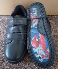 Boys Spiderman Black School Shoes Trainers Size 11 Marvel New