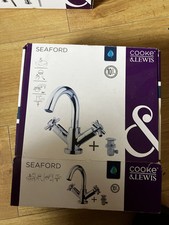 Cooke & Lewis Seaford Two Lever Basin Mixer Chrome Curved Spout - free postage
