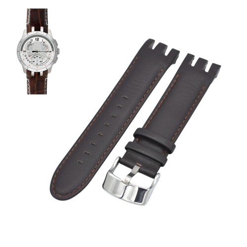 21mm brown leather watch strap - brown,