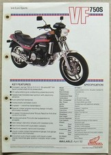 HONDA VF750S V4 EURO SPORTS MOTORCYCLE Sales Specification Leaflet April 1982