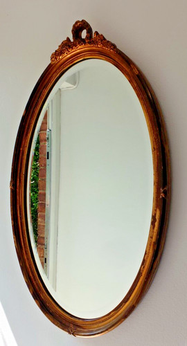Vintage distressed gilt oval - ,
