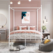 Bed Canopy Frame 4FT6 Double Bed Canopy Frame Bed Poles Poster Frame Tent Frame