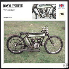 1914 Royal Enfield 350cc MAG Works Racer Race Motorcycle Photo Spec Info Card
