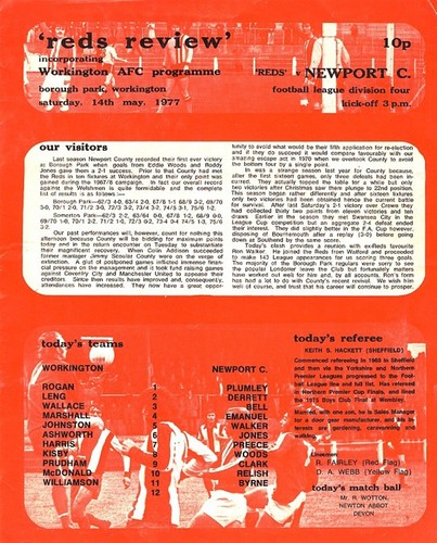 Workington newport 1976 1977 - workington,