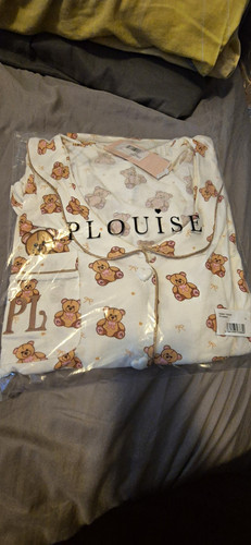 Plouise white satin teddy bear - plouise,
