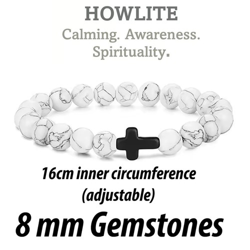 Howlite cross bracelet - howlite,