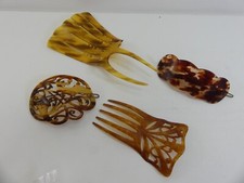 (ReJOH49) Collection of 4 tortoiseshell & faux tortoiseshell hair barettes/slide