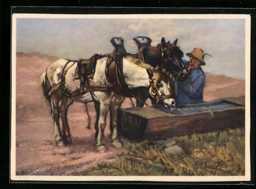 Farmer with horse - -drawn, cart