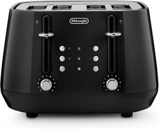 De'Longhi CTY4003.BK 4 Slice Toaster Defrost Function Eclettica 1800w Bold Black