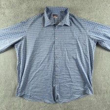 Van Heusen Big Fit Stretch Mens 19-36/37 Long Sleeve Shirt Blue Check Button Up
