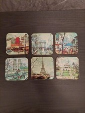 Six Paris George Briard Painting Scene Drinks Coasters in original packing 