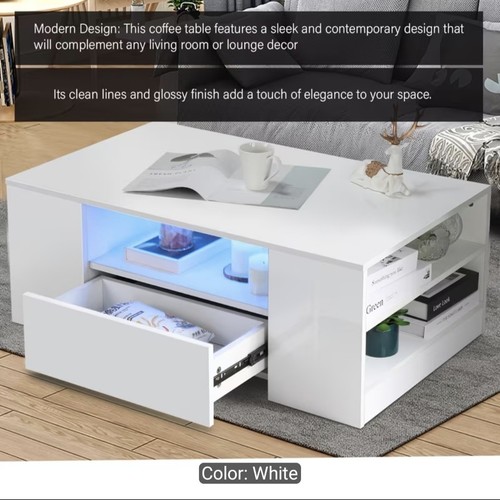 Led coffee table white high - table,