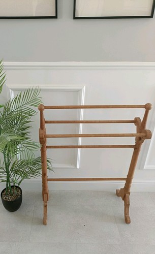 Antique wooden towel rail - towel,